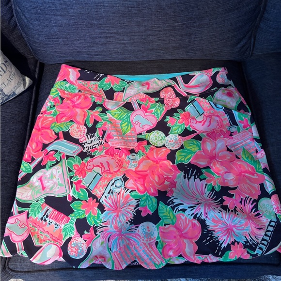 Lilly Pulitzer Skort Honda Classic Print Rare +50 SPF Luxletic Sz 14 Scalloped - Picture 1 of 7